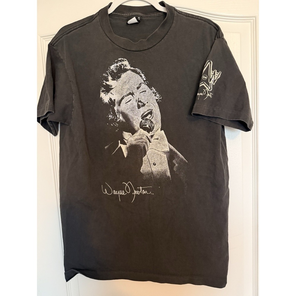 Vintage 90s Diamond Dust Glitter Wayne Newton T Shirt Size L Single Stitch‎